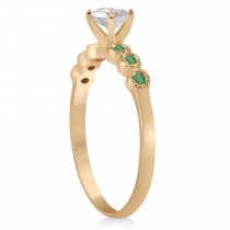 Emerald Bezel Set Bridal Set 14k Rose Gold 0.19ct
