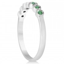 Emerald Bezel Set Bridal Set 14k White Gold 0.19ct