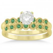Emerald Bezel Set Bridal Set 18k Yellow Gold 0.19ct
