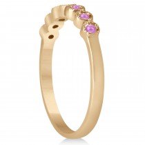 Pink Sapphire Bezel Set Bridal Set 14k Rose Gold 0.19ct