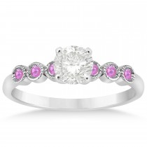 Pink Sapphire Bezel Set Bridal Set 14k White Gold 0.19ct