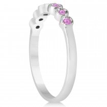 Pink Sapphire Bezel Set Bridal Set 14k White Gold 0.19ct