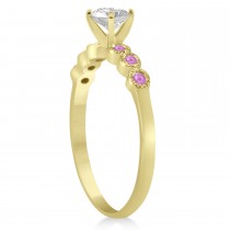 Pink Sapphire Bezel Set Bridal Set 14k Yellow Gold 0.19ct