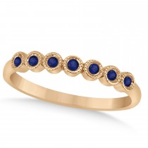 Blue Sapphire Bezel Set Wedding Band 18k Rose Gold 0.10ct