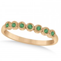 Emerald Bezel Set Wedding Band 14k Rose Gold 0.10ct