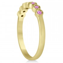 Pink Sapphire Bezel Set Wedding Band 14k Yellow Gold 0.10ct