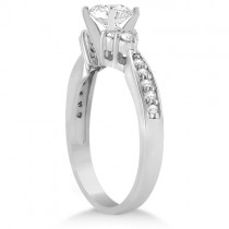 Floral Diamond Accented Engagement Ring in 18k White Gold (0.78ct)