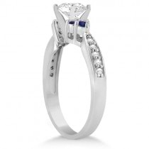 Floral Diamond & Blue Sapphire Engagement Ring 14k White Gold (0.80ct)