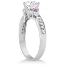 Floral Diamond & Pink Sapphire Engagement Ring 18k White Gold (0.80ct)