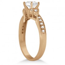 Diamond Floral Engagement Ring Setting 14k Rose Gold (0.28ct)
