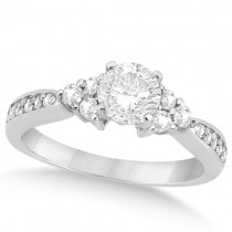 Floral Diamond Engagement Ring & Wedding Band 14k White Gold (1.06ct)