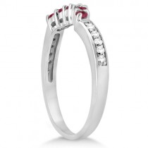 Floral Diamond & Ruby Engagement Ring & Band 14k White Gold (1.00ct)