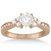 Floral Diamond Engagement Ring & Wedding Band 14k Rose Gold (0.56ct)