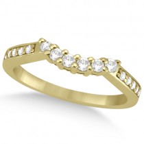 Floral Contour Band Diamond Wedding Ring 14k Yellow Gold (0.28ct)