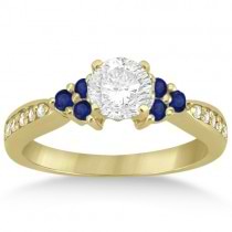 Floral Diamond and Sapphire Engagement Ring 14k Yellow Gold (0.30ct)