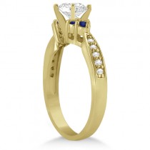 Floral Diamond and Sapphire Engagement Ring 18k Yellow Gold (0.30ct)