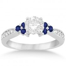 Floral Diamond and Sapphire Engagement Set 18k White Gold (0.60ct)