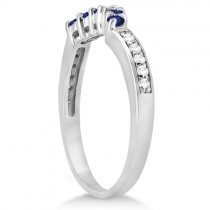 Floral Diamond and Sapphire Wedding Ring 14k White Gold (0.30ct)