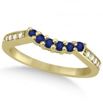 Floral Diamond and Sapphire Wedding Ring 14k Yellow Gold (0.30ct)