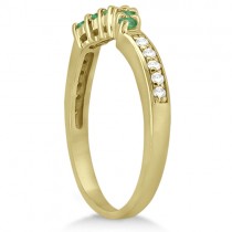Floral Diamond and Emerald Engagement Ring & Band 14k Yellow Gold (0.56ct)