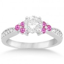 Floral Diamond & Pink Sapphire Engagement Ring Palladium (0.30ct)