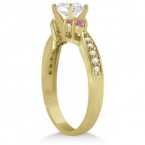 Floral Diamond & Pink Sapphire Engagement Set 14k Yellow Gold (0.60ct)
