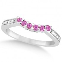 Floral Diamond & Pink Sapphire Wedding Ring 14k White Gold (0.30ct)
