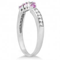 Floral Diamond & Pink Sapphire Wedding Ring 14k White Gold (0.30ct)