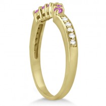 Floral Diamond & Pink Sapphire Wedding Ring 18k Yellow Gold (0.30ct)