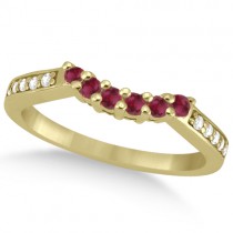 Floral Diamond and Ruby Engagement Ring & Band 14k Yellow Gold (0.60ct)