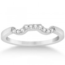 Modern Curved Diamond Wedding Band for Women 14k White Gold (0.10ct)