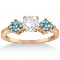Designer Blue Diamond Floral Engagement Ring 14k Rose Gold (0.24ct)