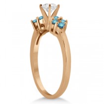 Designer Blue Diamond Floral Engagement Ring 14k Rose Gold (0.24ct)