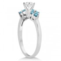 Designer Blue Diamond Floral Engagement Ring 14k White Gold (0.24ct)