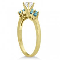 Designer Blue Diamond Floral Engagement Ring 14k Yellow Gold (0.24ct)
