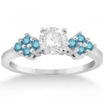 Designer Blue Diamond Floral Engagement Ring in Palladium (0.24ct)