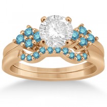 Blue Diamond Engagement Ring & Wedding Band 14k Rose Gold (0.34ct)