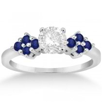 Designer Blue Sapphire Floral Engagement Ring 14k White Gold (0.35ct)