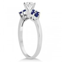 Designer Blue Sapphire Floral Engagement Ring 14k White Gold (0.35ct)