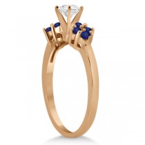 Designer Blue Sapphire Floral Engagement Ring 18k Rose Gold (0.35ct)