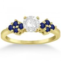 Designer Blue Sapphire Floral Engagement Ring 18k Yellow Gold (0.35ct)
