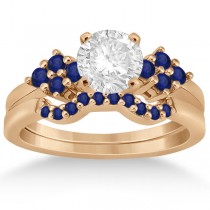 Blue Sapphire Engagement Ring & Wedding Band 14k Rose Gold (0.50ct)
