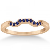 Blue Sapphire Engagement Ring & Wedding Band 14k Rose Gold (0.50ct)