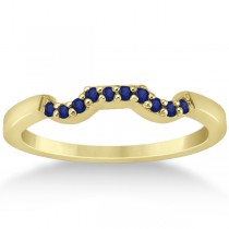 Blue Sapphire Engagement Ring & Wedding Band 14k Yellow Gold (0.50ct)