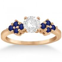 Blue Sapphire Engagement Ring & Wedding Band 18k Rose Gold (0.50ct)