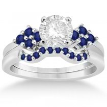 Blue Sapphire Engagement Ring & Wedding Band in Palladium (0.50ct)