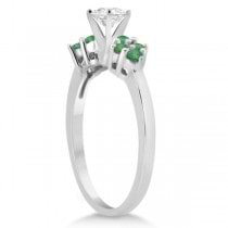 Designer Green Emerald Floral Engagement Ring 14k White Gold (0.28ct)