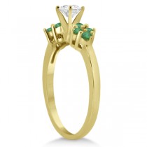 Designer Green Emerald Floral Engagement Ring 14k Yellow Gold (0.28ct)