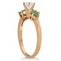 Designer Green Emerald Floral Engagement Ring 18k Rose Gold (0.28ct)