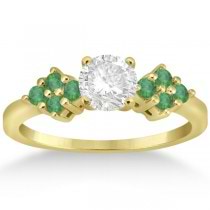 Designer Green Emerald Floral Engagement Ring 18k Yellow Gold (0.28ct)